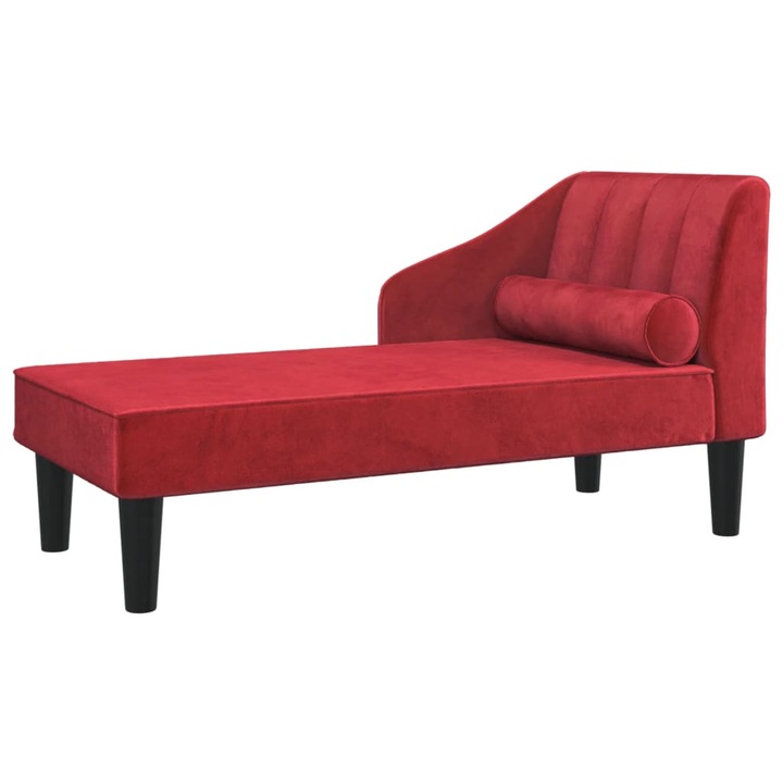 Кушетка с болстер vidaXL, Виненочервена, Кадифе, 120 x 57 x 63 см, 10.6 kg