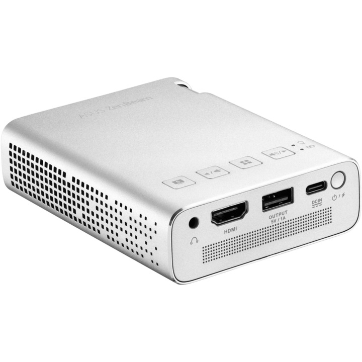 Videoproiector ASUS ZenBeam E1R, DLP LED 30.000 ore, WVGA 854* 480, up to FHD 1920* 1080, 200 lumeni, 500:1, WiFi dongle inclus, Argintiu