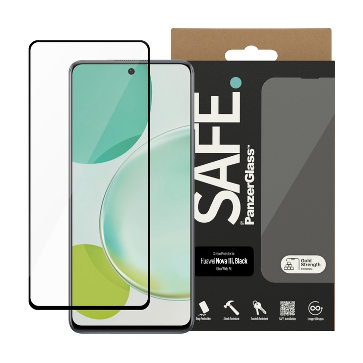 Стъклен протектор Safe за Huawei Nova 11i, CaseFriendly, Черен