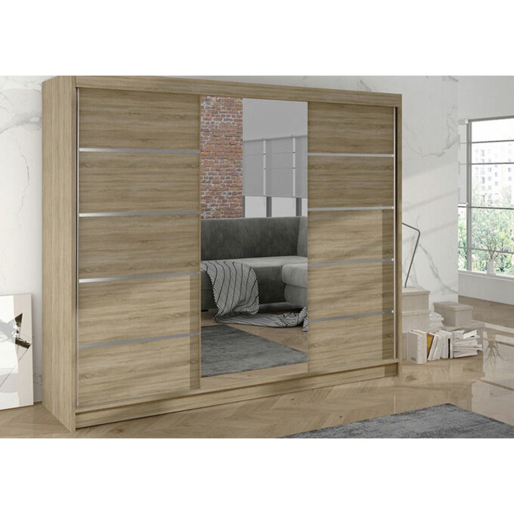 Gardróbszekrény Closico 161 (Világosbarna + Sonoma tölgy), 20x21.5x5.8cm, Anyagtípus: Alumínium