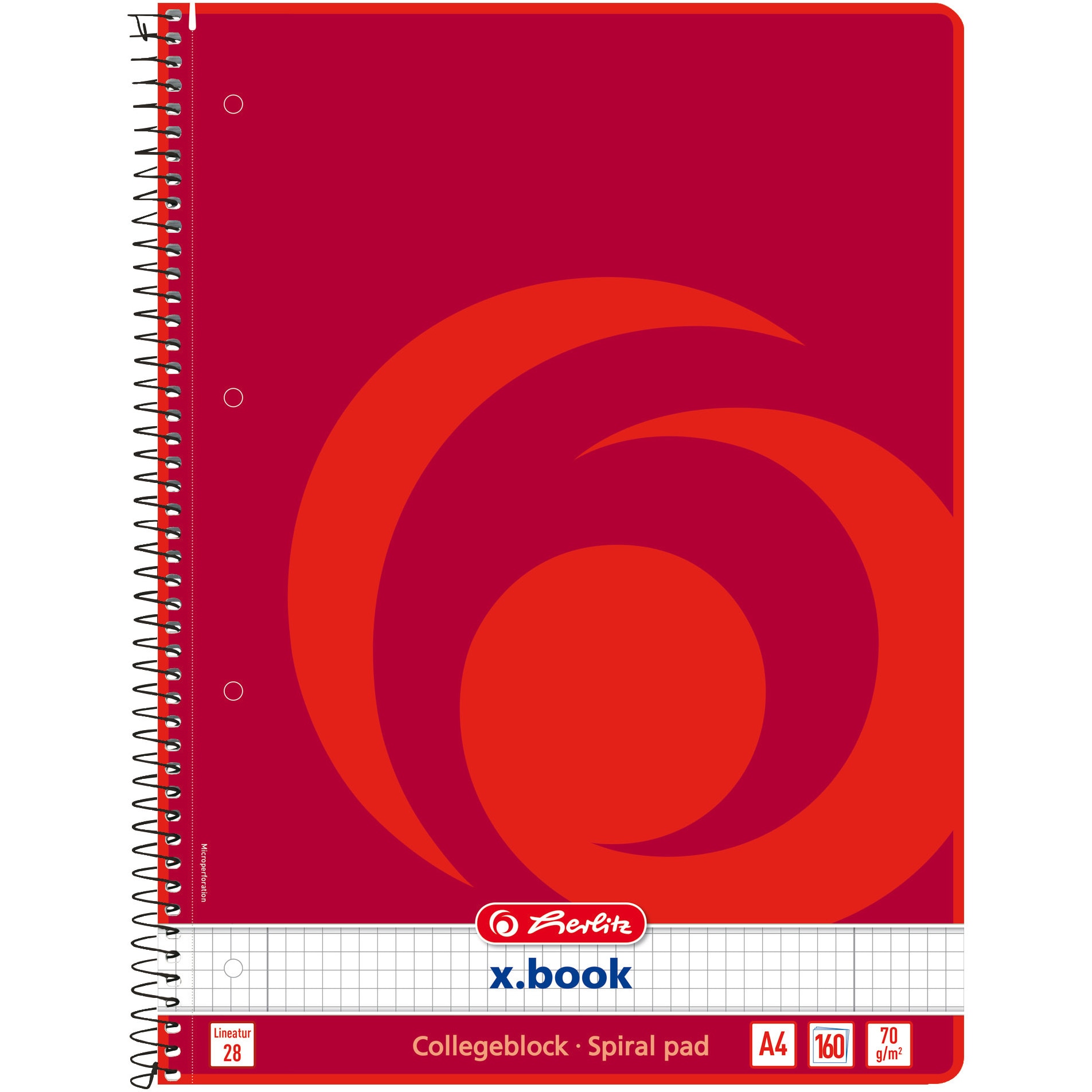 Set 3 Caiet Herlitz, A4, spira simpla, 160 file, 70g/mp, microperforatii, patratele - X.Book