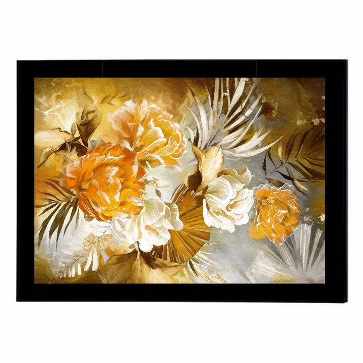 Tablou Canvas cu rama, Flori de primavara, natura, 30 x 20 cm, Grelys Print, rama lemn, pentru birou si perete, protectie imagine, Multicolor