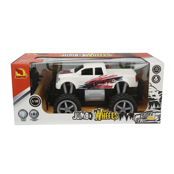 Suncon RC Pick-Up Jumbo Wheels játékautó, 1/18, fehér