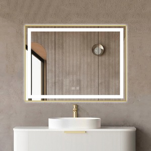 Oglinda pentru baie cu iluminare LED 60 mm x 80 mm, functie dezaburire, intrerupator touch, rama bronz antichizat N07