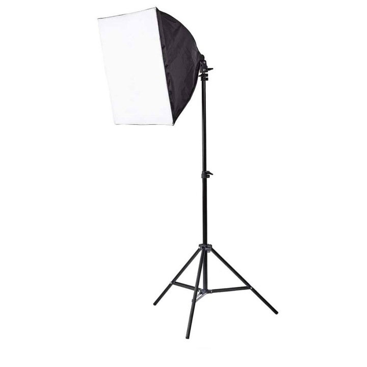 Softbox pentru studio foto, pentru iluminare continua, 78-230cm inaltime, E27, cu tripod, Negru