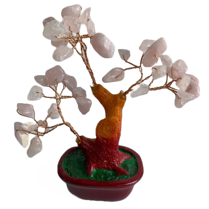 Copacel Feng Shui cu pietre semipretioase, roz, 14cm