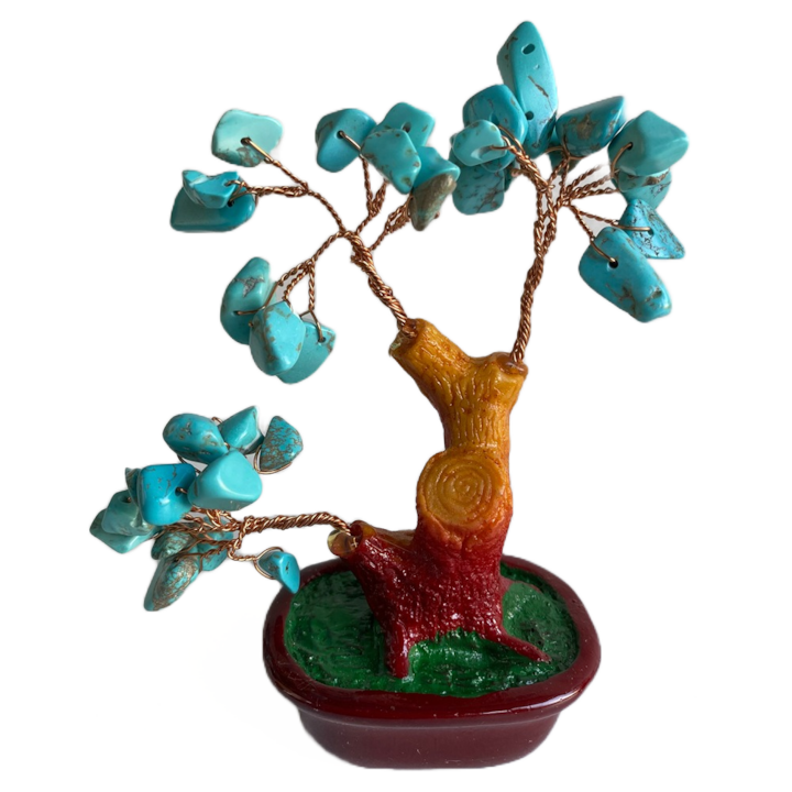 Copacel Feng Shui cu pietre semipretioase, Turcoaz, 14cm