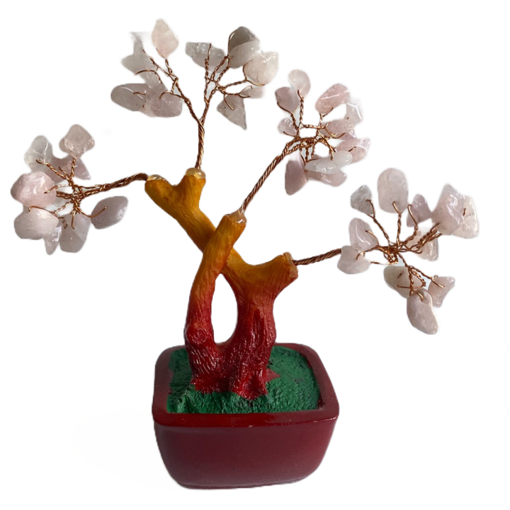 Copacel Feng Shui cu pietre semipretioase, roz, 15cm