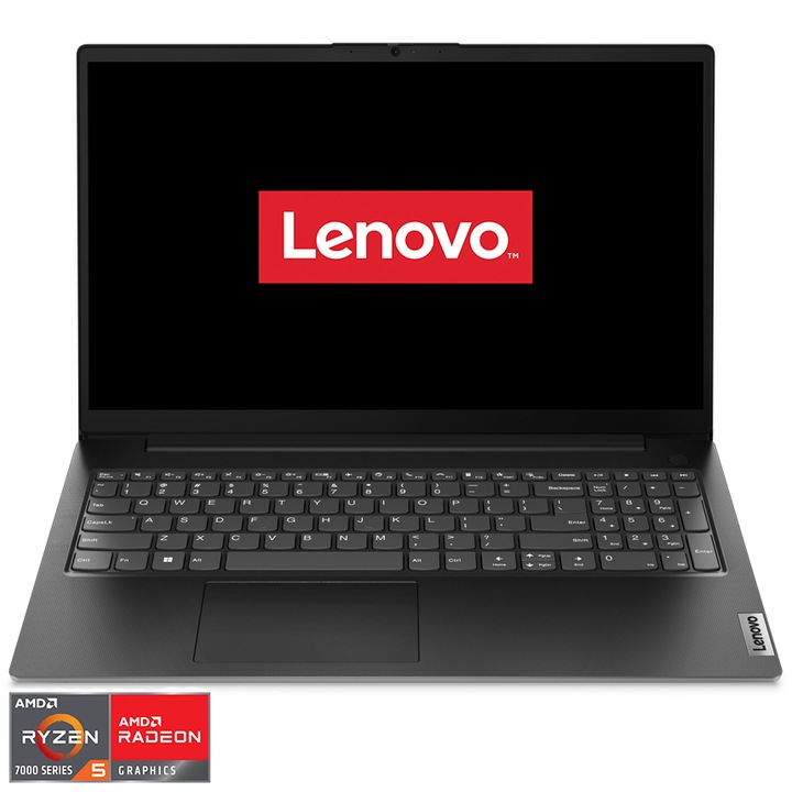 Laptop Lenovo V15 G4 AMN cu procesor AMD Ryzen™ 5 7520U pana la 4.30 GHz, 15.6", Full HD, 8GB DDR5, 256GB SSD, AMD Radeon™ 610M Graphics, No OS, Business Black