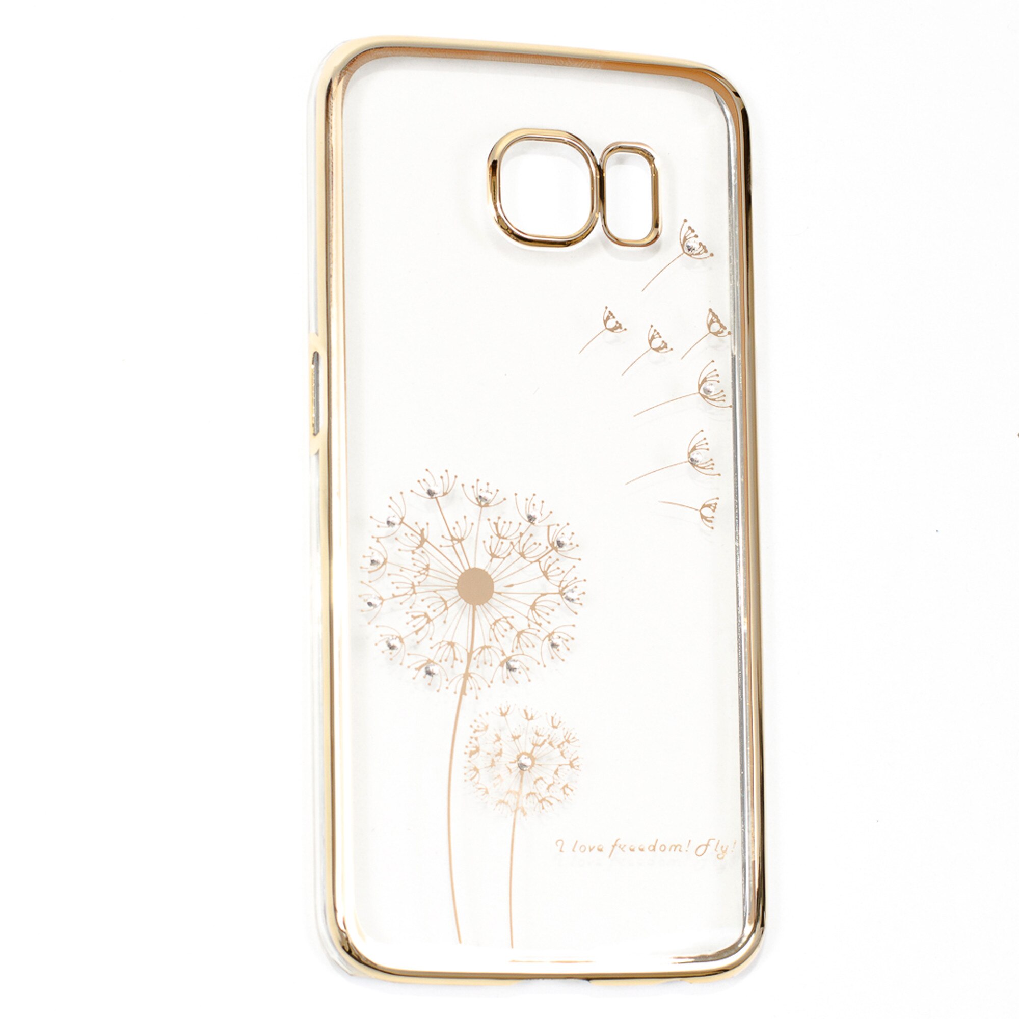 Husa Flower Rhinestone Plastic, Electroplating Cu Cristale, Samsung Galaxy S6, Gold