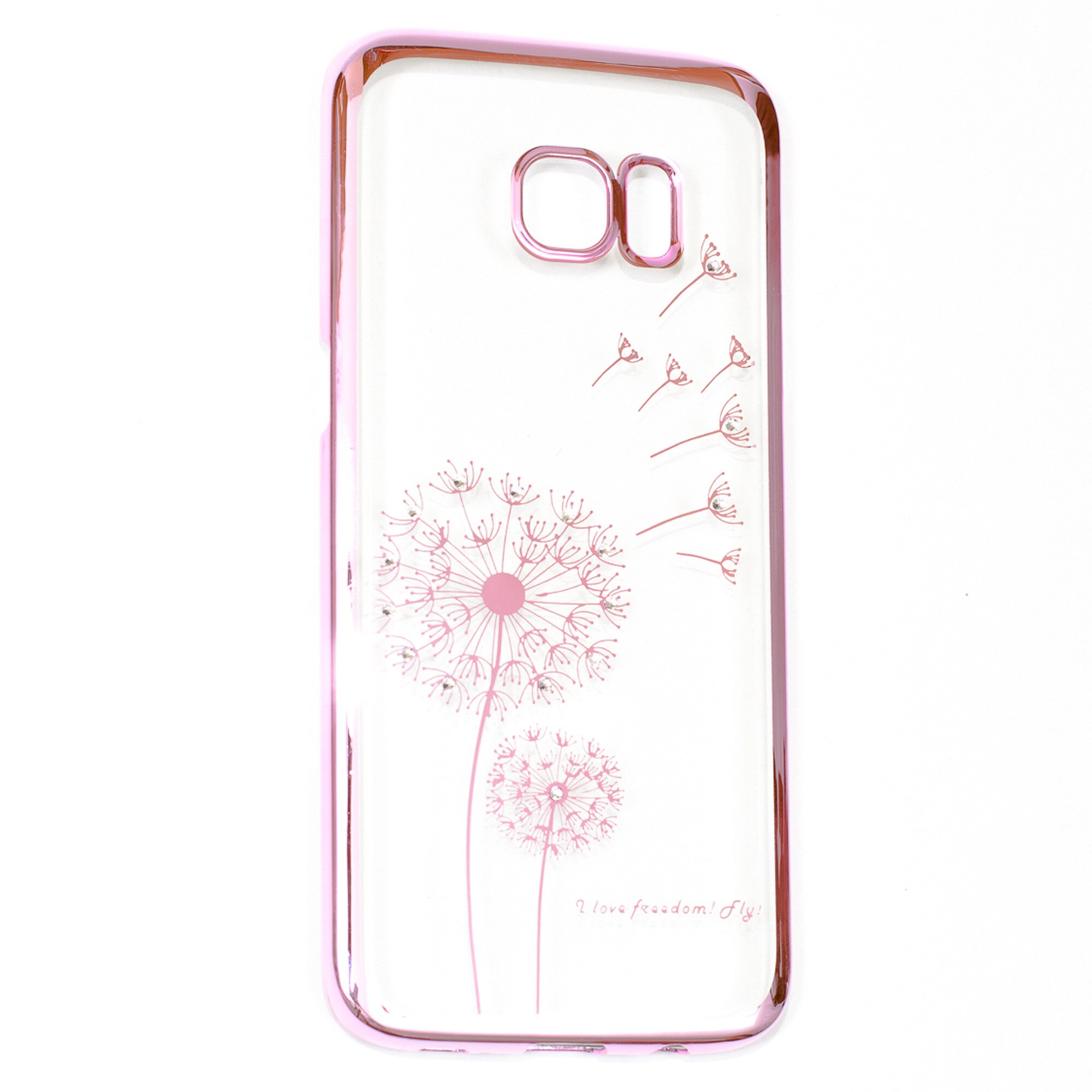 Husa Flower Rhinestone Plastic, Electroplating Cu Cristale, Samsung Galaxy S7, Rosegold