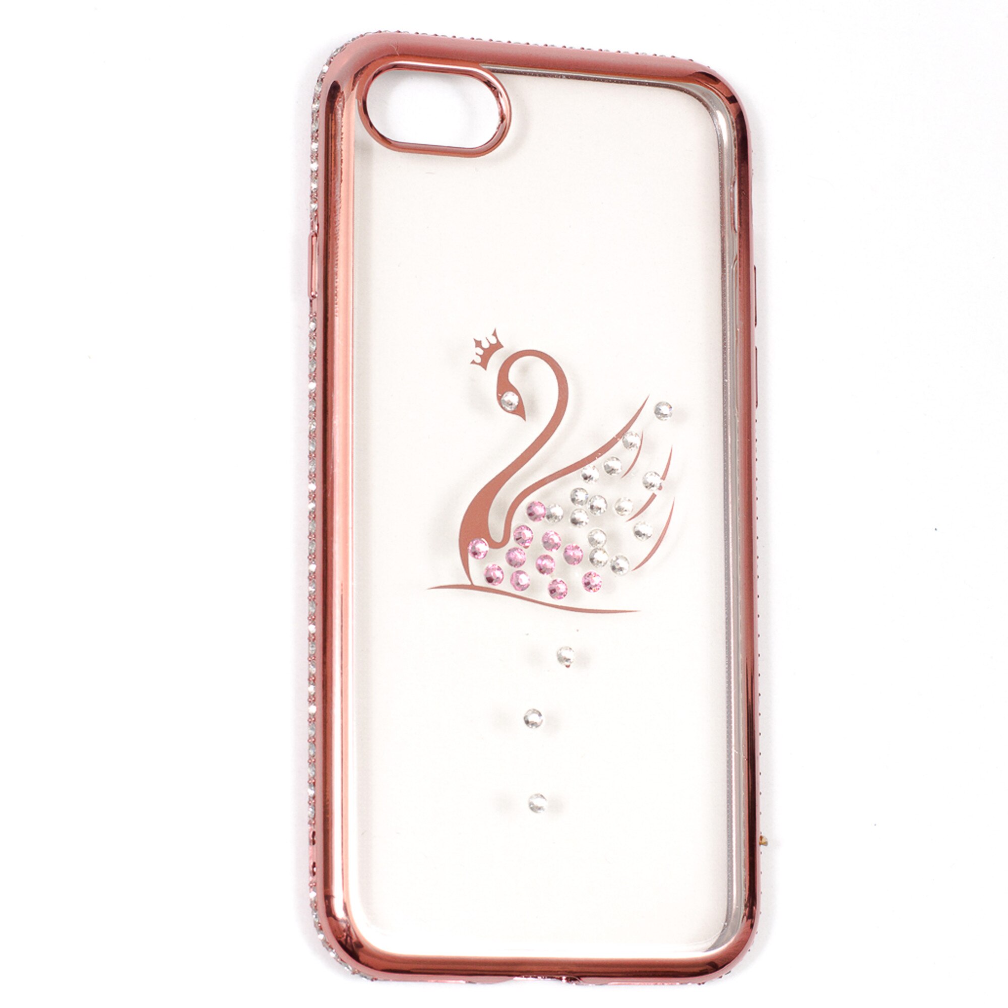 Husa Jelly Rhinestone Swan Silicon, Electroplating Cu Cristale, iPhone 7 , Rosegold