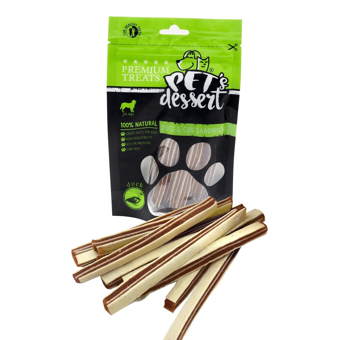 Recompense pentru caini Pet 'S Dessert Lsd-14, Duck & Cod Sandwich, 80 g