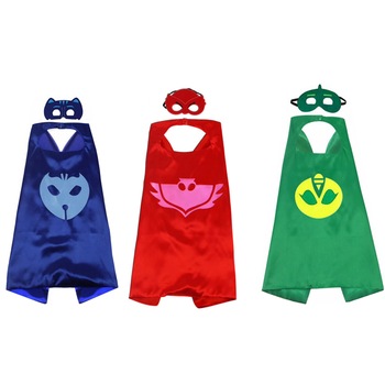 Set 3 costume eroi in pijama, cu 3 piese bratara, pelerina si masca - Shopi, Bufnita si Pisoi Set 3 costume eroi in pijama, cu 3 piese bratara, pelerina si masca - Shopi, Bufnita si Pisoi