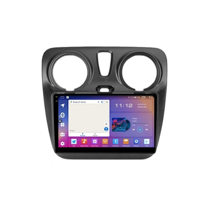 Navigatie Dacia Logan 2 Sandero Dokker din 2012-2019, NAVIGPS, Rezolutie 2K, Ecran QLED 9.5 inch, 8GB RAM si 128GB ROM, Android, Procesor Octacore Slot sim 4G, Sunet DSP Wireless Carplay Android Auto