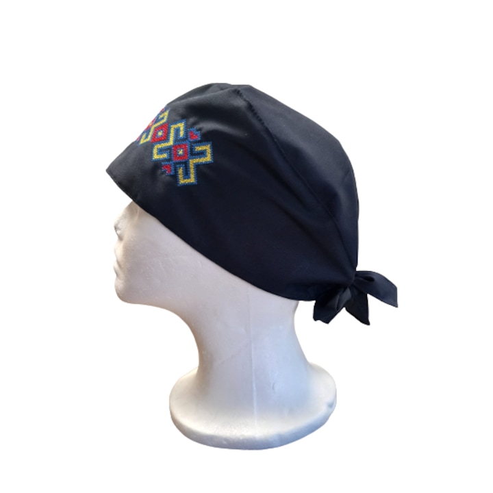 Boneta cu broderie tricolora, Tercot, Bleumarin, Marime universala