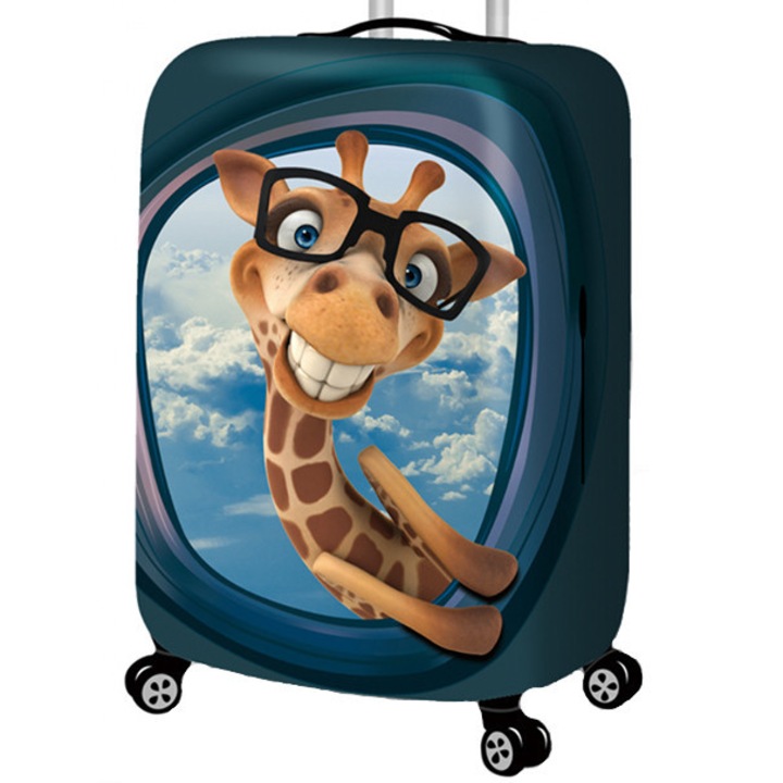 Husa protectie elastica Troler Valiza Geanta AKU, design GIRAFFE, marimea M ajustabila