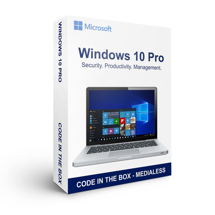 Licenta Microsoft Windows 10 Pro 64bit, Code in the Box - Medialess
