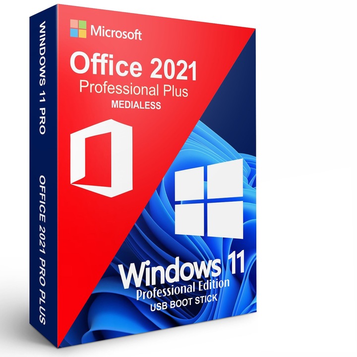 Licenta Microsoft Windows 11 Pro USB si Office 2021 Pro Plus Medialess