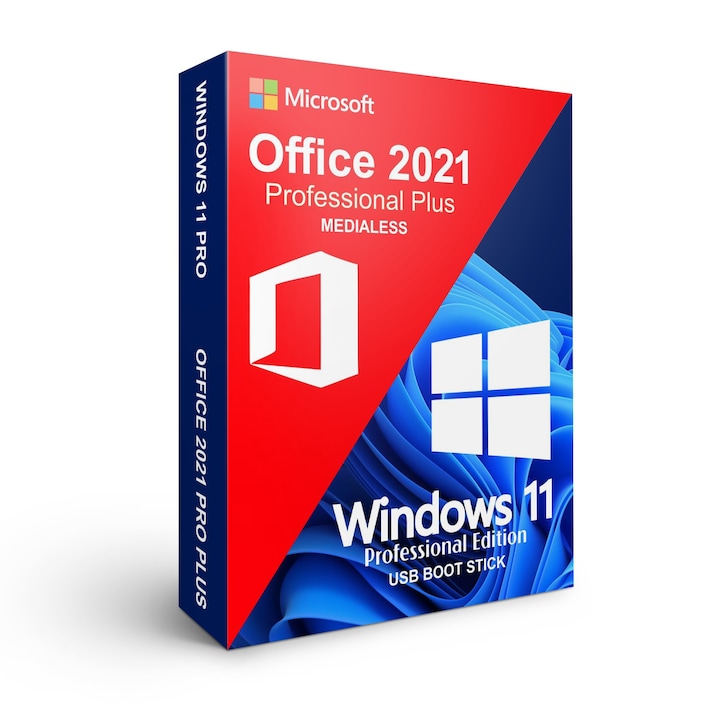 Licenta Office 2021 Pro Plus Medialess si Windows 11 Pro USB