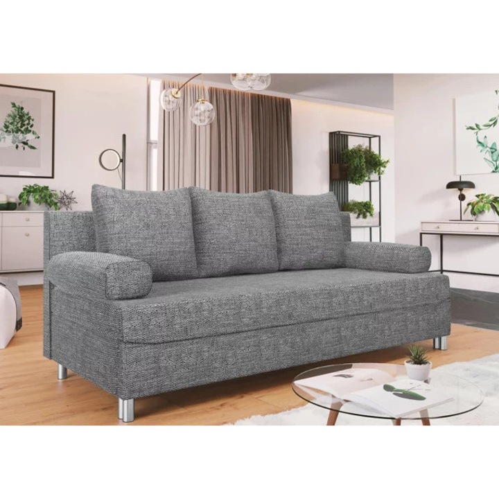 Kanapéágy Comfivo 125 (Szürke), 192x86x80cm, Anyagtípus: Krómozott műanyag