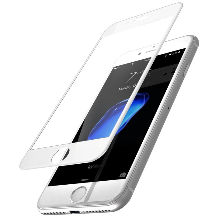 Apple iPhone SE (2022) / SE (2020) / 8 képernyővédő fólia, Secure Glass, Full Glue, 5D, Fehér
