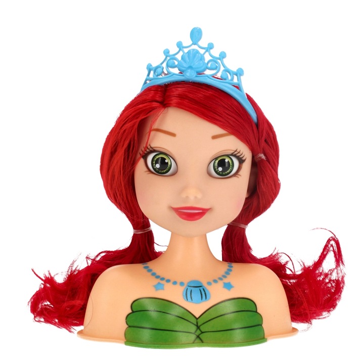 Cap de papusa pentru aranjat parul, Mega creative, Plastic, 21x22x9cm, Multicolor