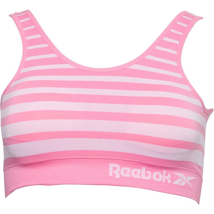 Bustiera sport dama, Reebok, Alb roz