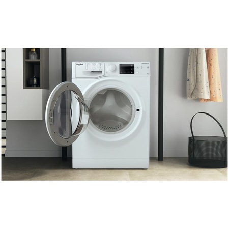 Masina de spalat rufe Slim Whirlpool WRBSB6249WEU, 6 kg, 1200 rpm, Clasa C, Steam Refresh, Motor Inverter, Display digital, Alb