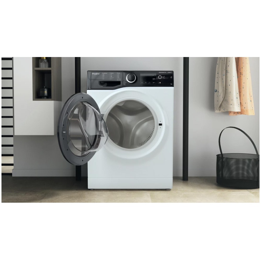 Masina de spalat rufe Slim Whirlpool WRSB7259DEU, 7 kg, 1200 rpm, Clasa B, Motor Inverter, Display Big digital, Negru