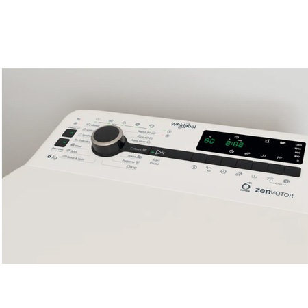 Masina de spalat rufe cu incarcare verticala Whirlpool TDLRBX6252BSEU, 6 kg, 1200 rpm, Tehnologia al-6lea Simt, Clasa B, Motor Inverter ZEN, Display digital, Alb