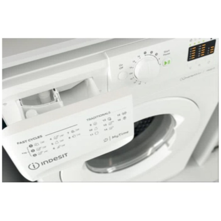Masina de spalat rufe Indesit New MyTime MTWA 81495 W EU, 8 kg, 1400 rpm, Clasa B, Fast Cycles, Motor Inverter, Display LED, Alb