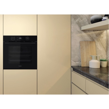 Cuptor incorporabil Whirlpool OMK58RU0B, Electric, Multifunctional, 71 l, Autocuratare pirolitica, Display, Clasa A+, Negru