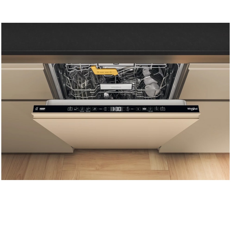 Masina de spalat vase incorporabila Whirlpool W8IHT58TS, 14 seturi, 8 programe, MaxiSpace, Tehnologia Al 6-lea Simt, Clasa B, PowerCleanPro, Pornire cu intarziere, 60 cm