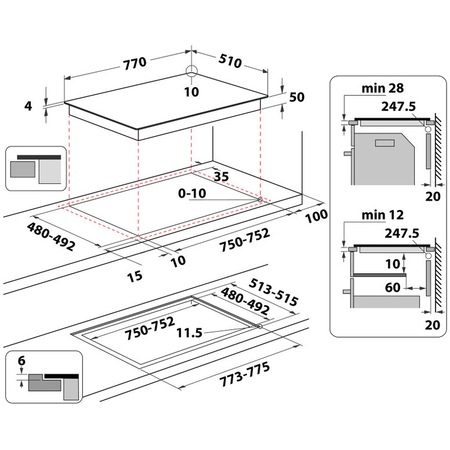 Plita incorporabila Whirlpool WF S7977 CPNE, Inductie, 4 zone de gatit, Tehnologia Al 6-lea SIMT, CleanProtect, FlexiSide, Child Lock, Booster, 77 cm, Negru