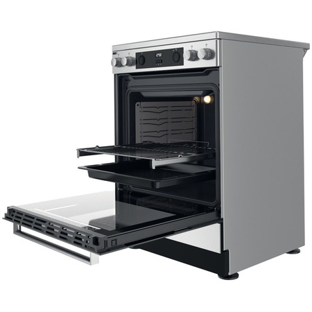 Aragaz Whirlpool WS68V8CCXT, Electric, 4 zone de gatit, Steam+, Zona dubla, Plita Vitroceramica, Autocuratare catalitica, Clasa A, 60 cm, Inox