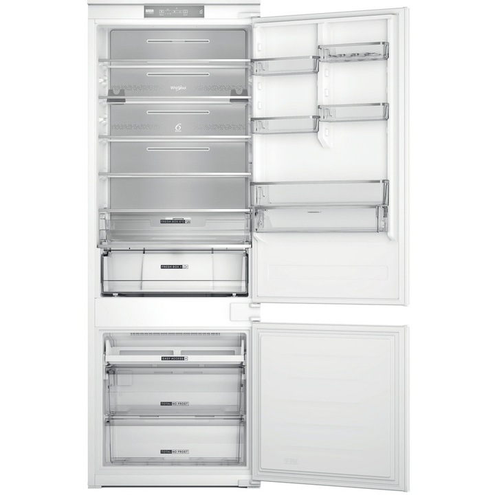 Хладилник с фризер за вграждане Whirlpool WHSP70T122, 394 л, Total NoFrost, 6th Sense Technology, Клас D, H 193,5 см
