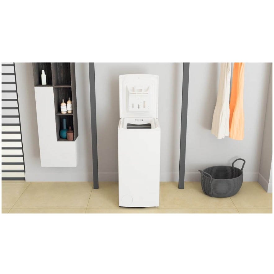 Masina de spalat rufe cu incarcare verticala Whirlpool TDLRB7232BSEU, 7 kg, 1200 rpm, Clasa D, Motor Inverter Zen, Display Digital, Tehnologia Al 6-lea Simt, Alb