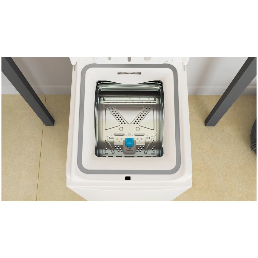 Masina de spalat rufe cu incarcare verticala Whirlpool TDLRB7232BSEU, 7 kg, 1200 rpm, Clasa D, Motor Inverter Zen, Display Digital, Tehnologia Al 6-lea Simt, Alb