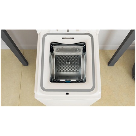 Masina de spalat rufe cu incarcare verticala Whirlpool TDLRB7232BSEU, 7 kg, 1200 rpm, Clasa D, Motor Inverter Zen, Display Digital, Tehnologia Al 6-lea Simt, Alb