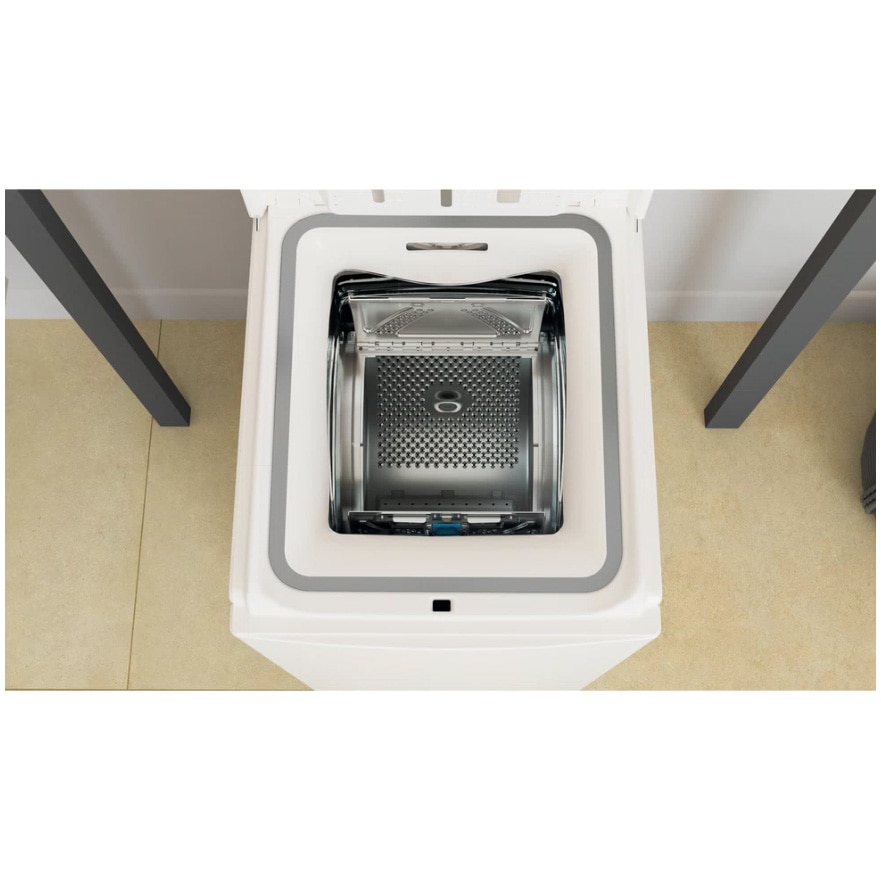 Masina de spalat rufe cu incarcare verticala Whirlpool TDLRB6241BSEU, 6 kg, 1200 rpm, Clasa C, Motor Inverter, Display digital, Tehnologia al-6lea Simt, Alb