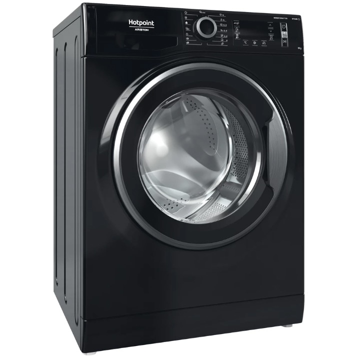 Masina de spalat rufe Hotpoint Natis NLCD946BSAEUN, 9 kg, 1400 rpm, Clasa A, Motor Inverter, Steam Refresh, Steam Hygiene, Display LCD, Negru