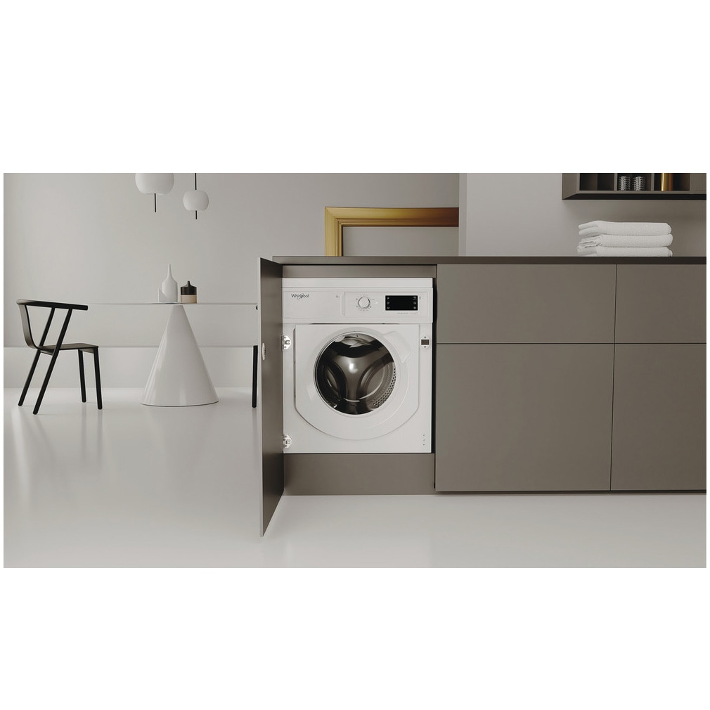 Masina de spalat rufe incorporabila Whirlpool BIWMWG81485EEU, 8 kg, 1400 rpm, Clasa B, Motor Inverter, Display digital, Tehnologia al 6-lea Simt, Alb