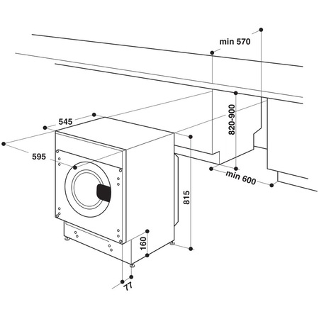 Masina de spalat rufe incorporabila Whirlpool BIWMWG81485EEU, 8 kg, 1400 rpm, Clasa B, Motor Inverter, Display digital, Tehnologia al 6-lea Simt, Alb