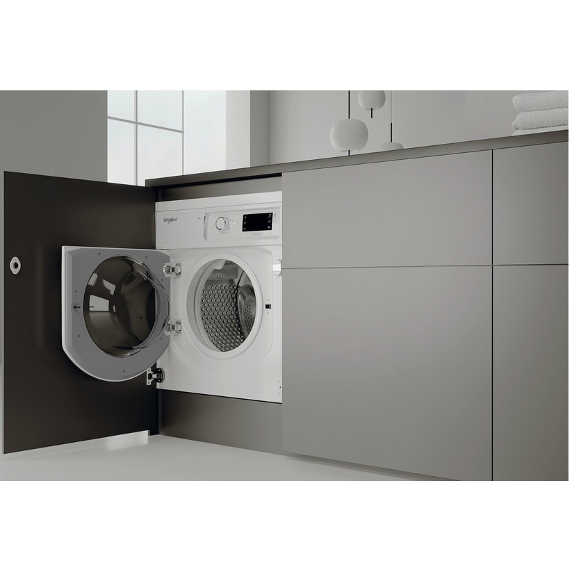 Masina de spalat rufe incorporabila Whirlpool BIWMWG81485EEU, 8 kg, 1400 rpm, Clasa B, Motor Inverter, Display digital, Tehnologia al 6-lea Simt, Alb