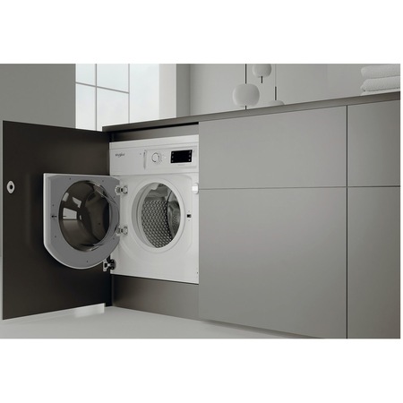 Masina de spalat rufe incorporabila Whirlpool BIWMWG81485EEU, 8 kg, 1400 rpm, Clasa B, Motor Inverter, Display digital, Tehnologia al 6-lea Simt, Alb