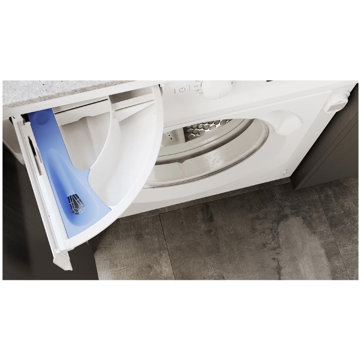 RESIGILAT: Masina de spalat rufe incorporabila Hotpoint BIWMHG81484EU, 8 kg, 1400 rpm, Clasa B, Motor Inverter, Display digital, Alb