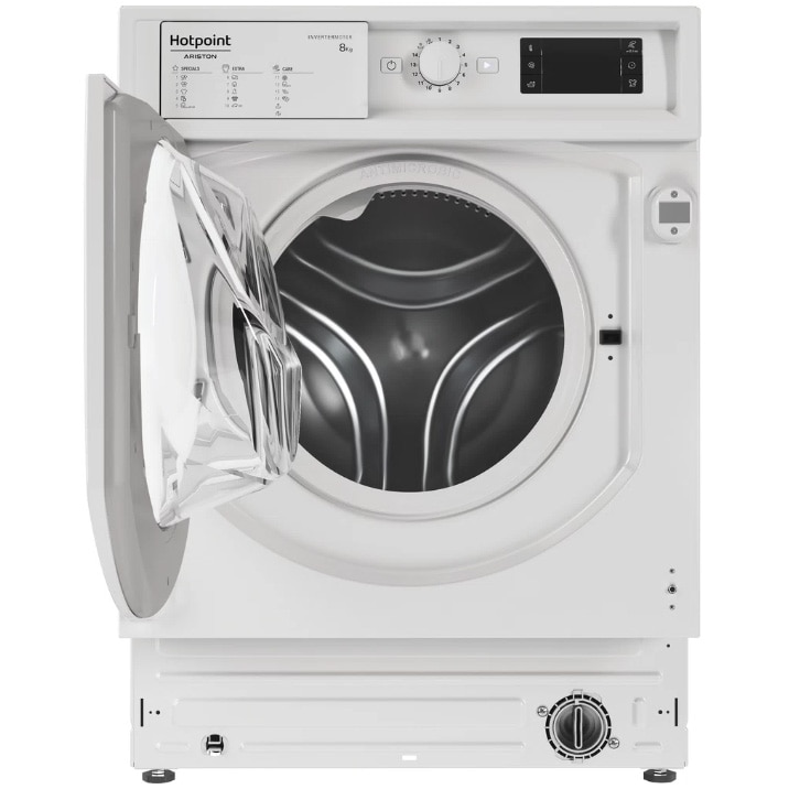 RESIGILAT: Masina de spalat rufe incorporabila Hotpoint BIWMHG81484EU, 8 kg, 1400 rpm, Clasa B, Motor Inverter, Display digital, Alb