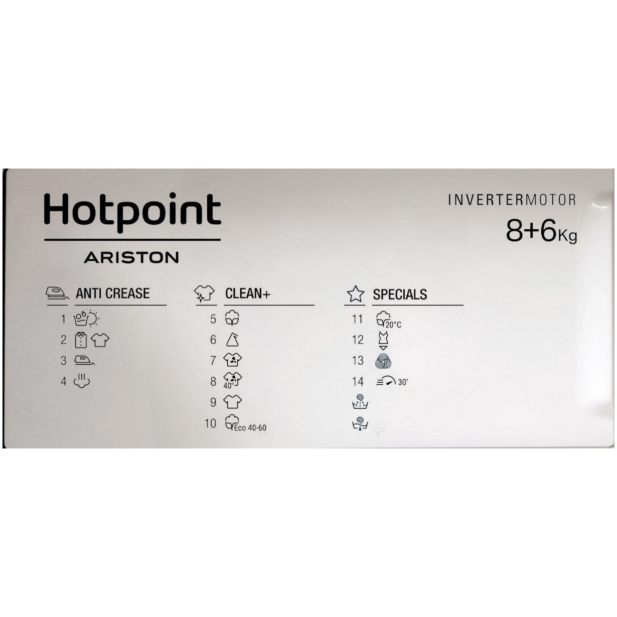 Masina de spalat rufe cu uscator Hotpoint BIWDHG861485EU, 8 kg spalare, 6 kg uscare, 1400 rpm, Clasa B, Motor Inverter, Display digital, Alb