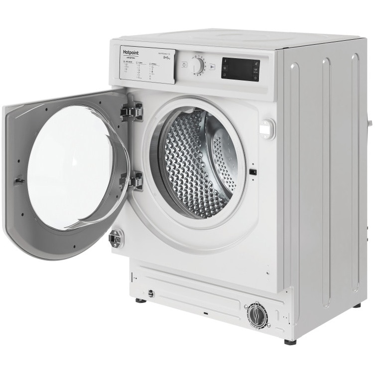 Masina de spalat rufe cu uscator Hotpoint BIWDHG861485EU, 8 kg spalare, 6 kg uscare, 1400 rpm, Clasa B, Motor Inverter, Display digital, Alb